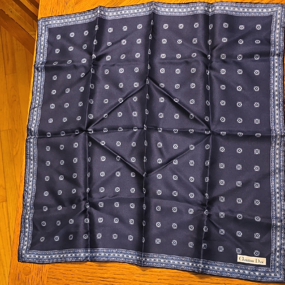 Dior Navy Blue Silk Pocket Square